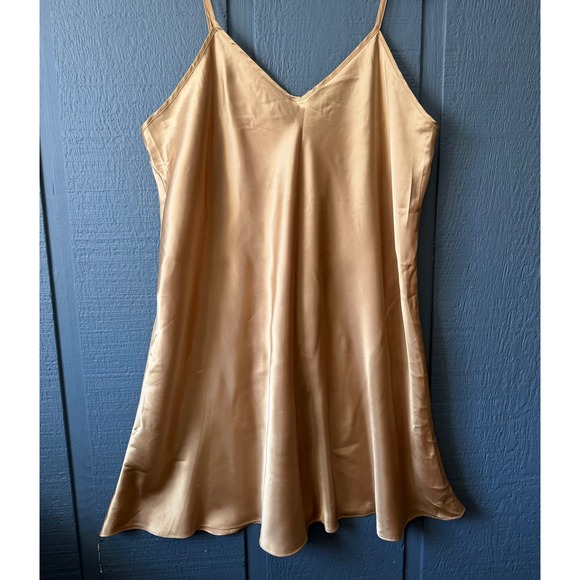 Solange Satin Other - Solange Satin Gold Nightgown Chemise Sleepwear Plus Size 22/24 V-Neck Spaghetti